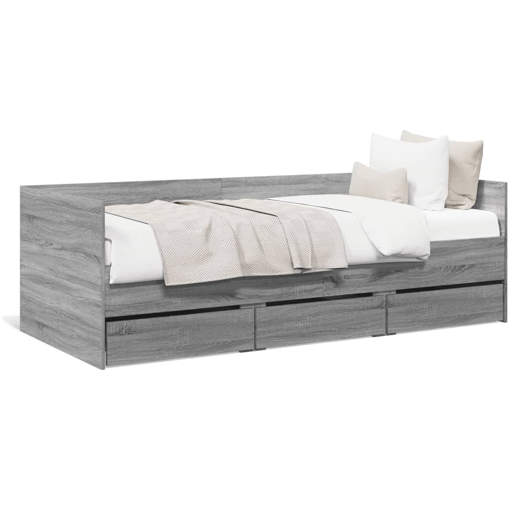 vidaXL Lit de jour avec tiroirs sans matelas sonoma gris 90x190 cm