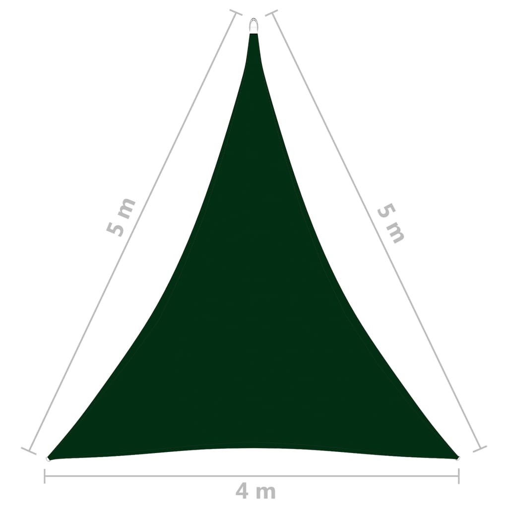 vidaXL Voile parasol tissu oxford triangulaire 4x5x5 m vert foncé