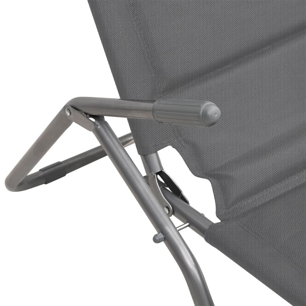 vidaXL Chaises longues pliables lot de 2 gris textilène et acier