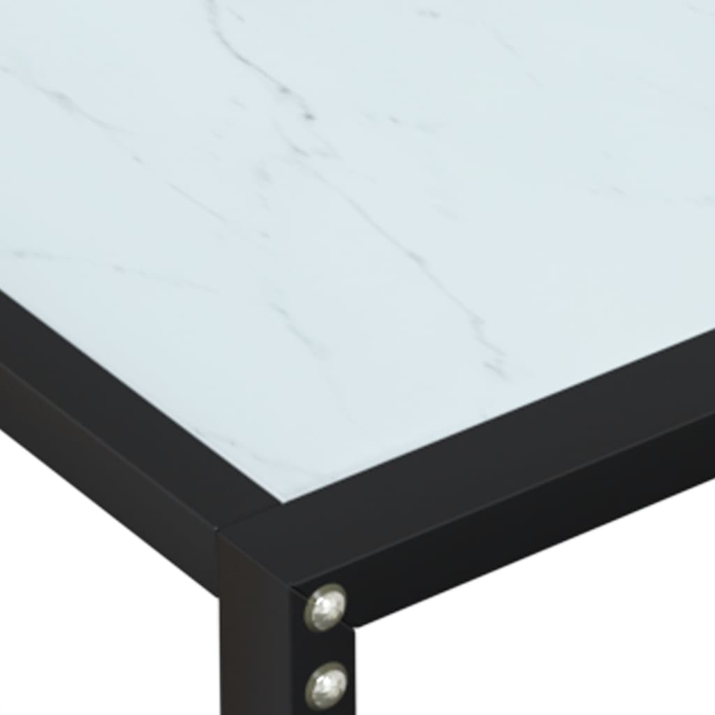 vidaXL Table console Marbre blanc 220x35x75,5 cm Verre trempé