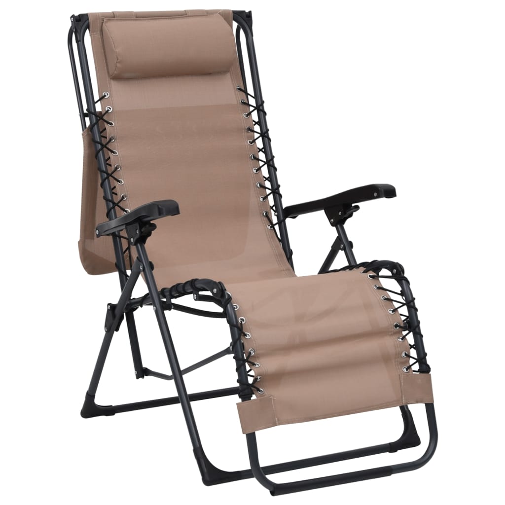 vidaXL Chaises pliables de terrasse lot de 2 Textilène Taupe