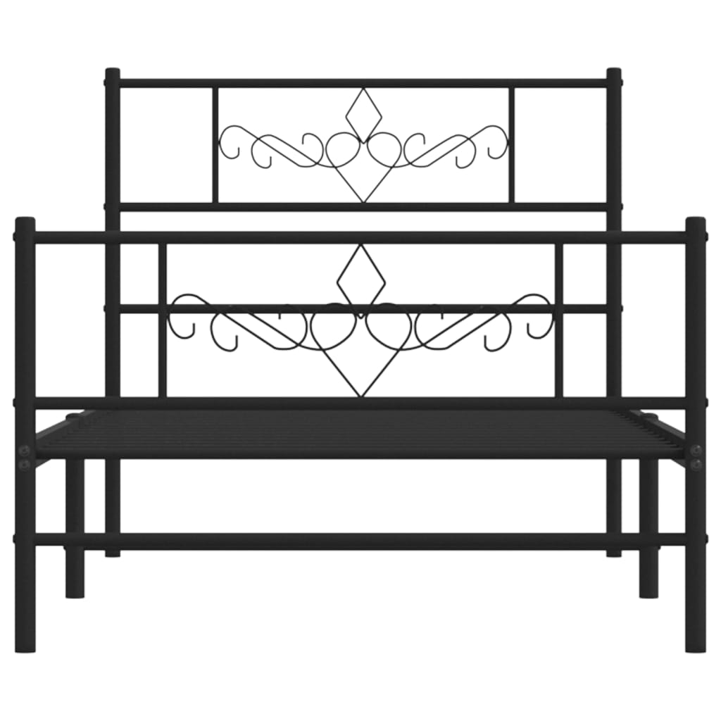 vidaXL Cadre de lit métal sans matelas avec pied de lit noir 100x190cm