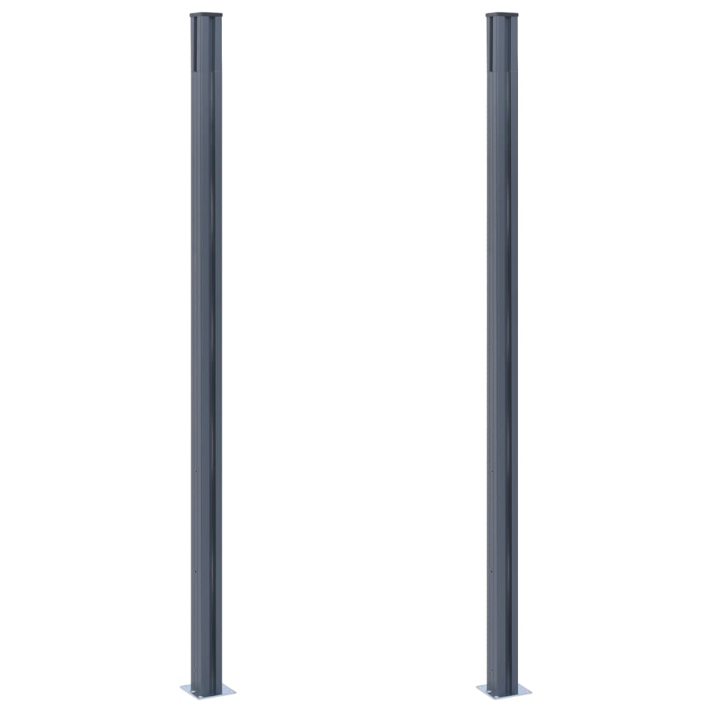 vidaXL Poteaux de clôture 2 pcs Gris foncé 185 cm Aluminium