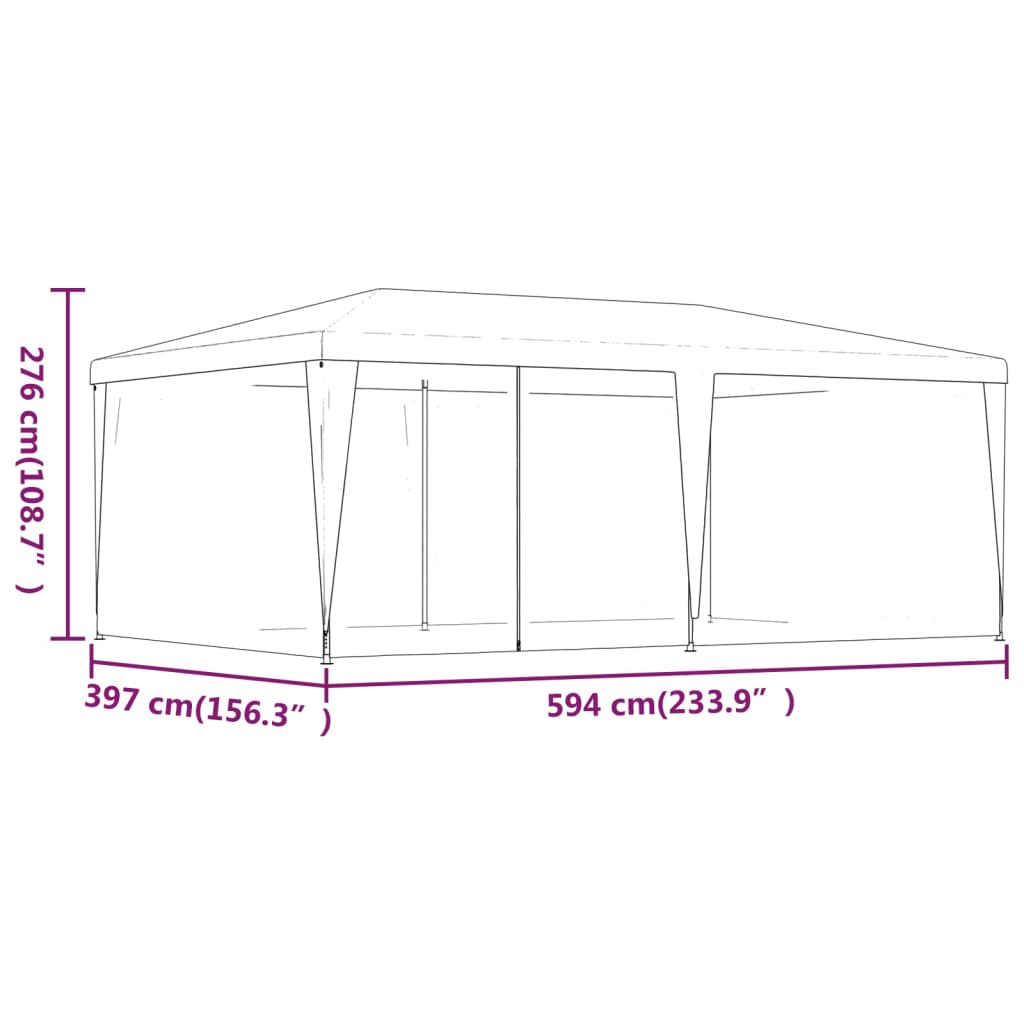 vidaXL Tente de fête avec 6 parois latérales en maille Vert 6x4 m PEHD