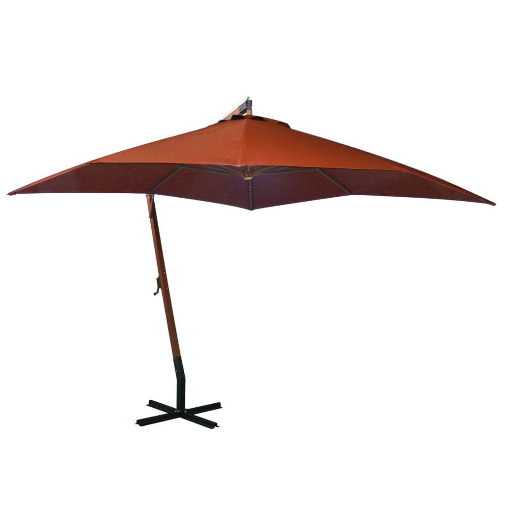 vidaXL Parasol de jardin suspendu avec mât terre cuite bois de sapin