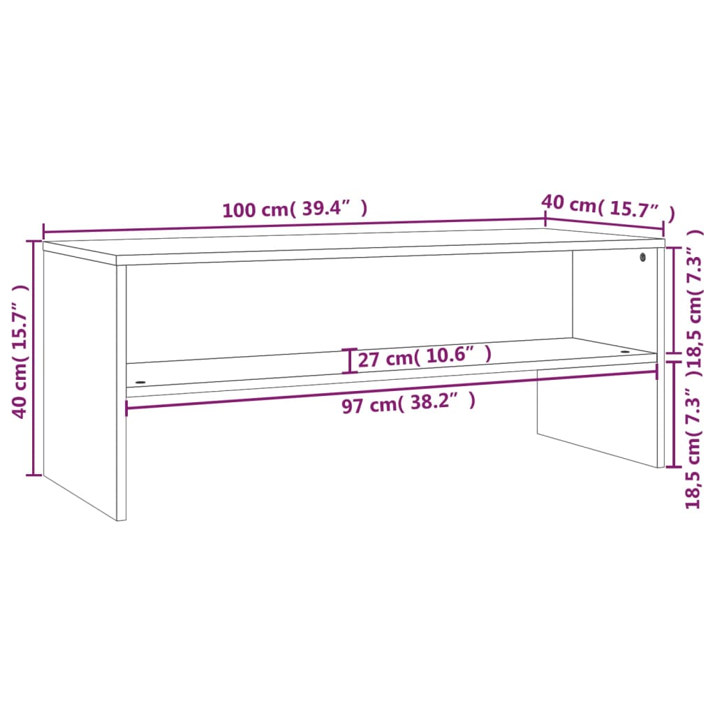 vidaXL Meuble TV Chêne fumé 100x40x40 cm Bois d'ingénierie