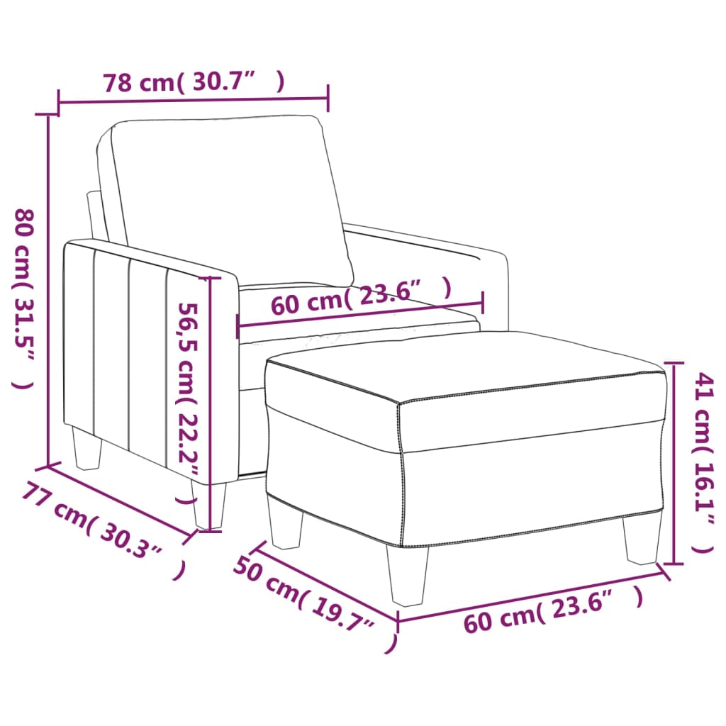 vidaXL Fauteuil avec repose-pied Cappuccino 60 cm Similicuir