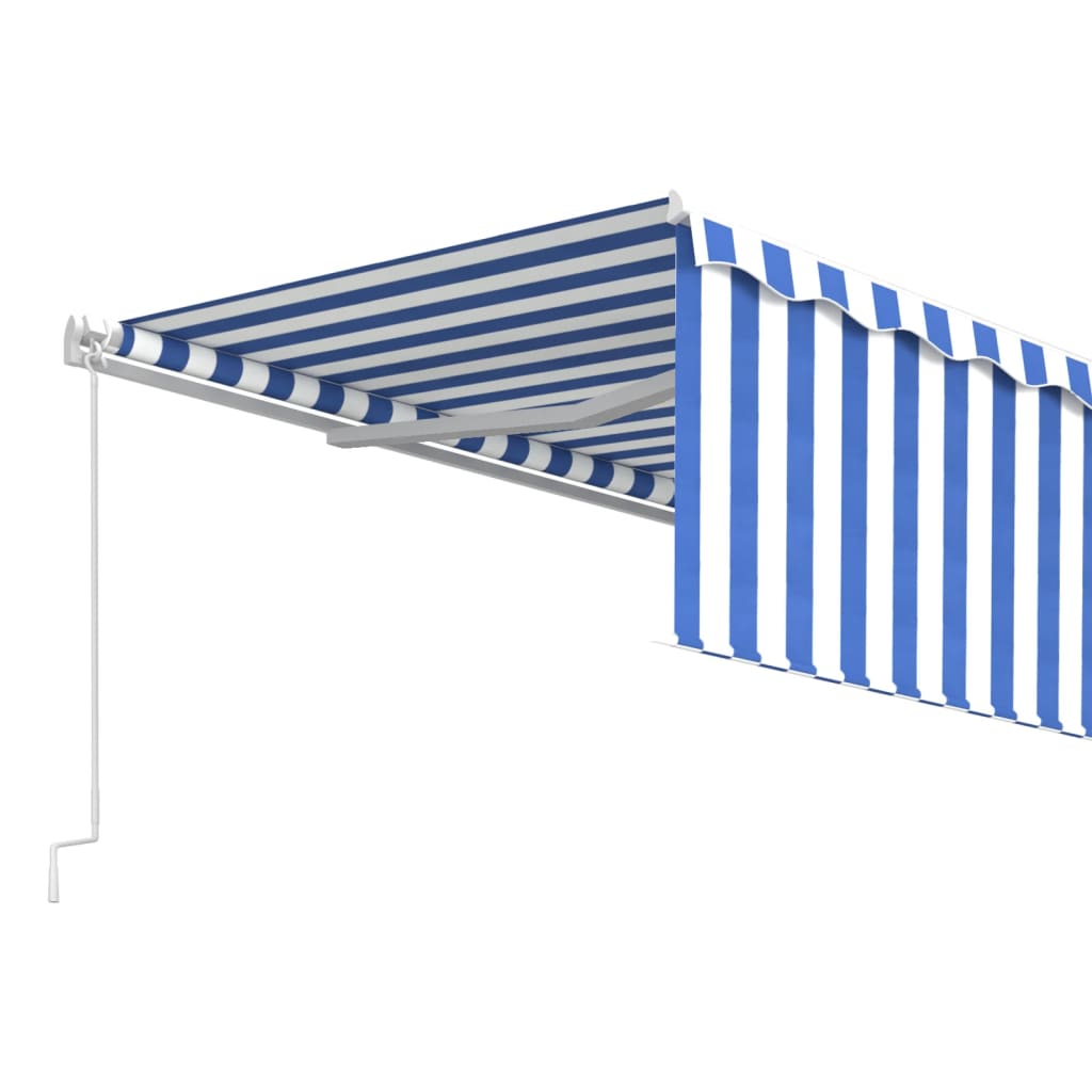 vidaXL Auvent rétractable manuel avec store 5x3 m Bleu et blanc