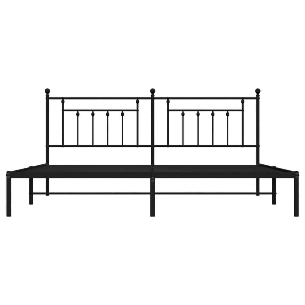 vidaXL Cadre de lit métal sans matelas avec tête de lit noir 193x203cm