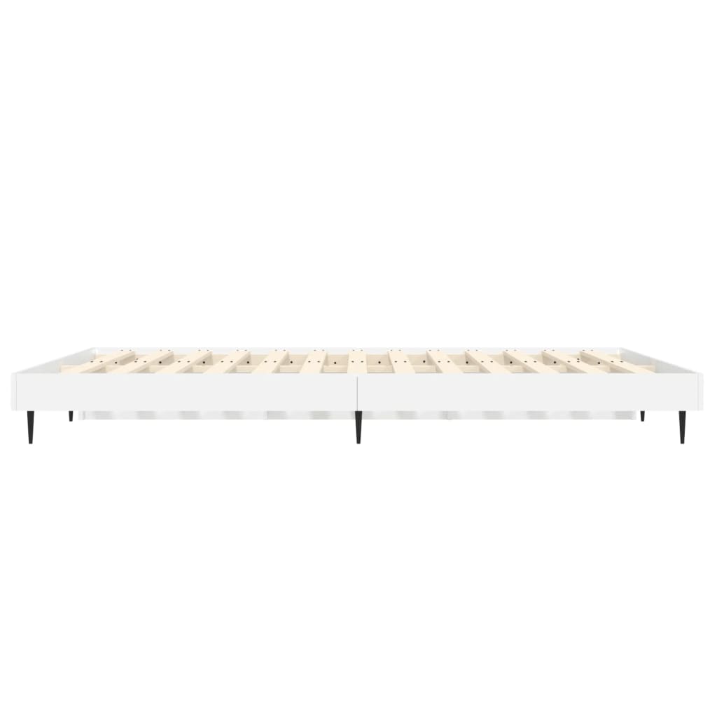 vidaXL Cadre de lit blanc brillant 120x190 cm bois d'ingénierie