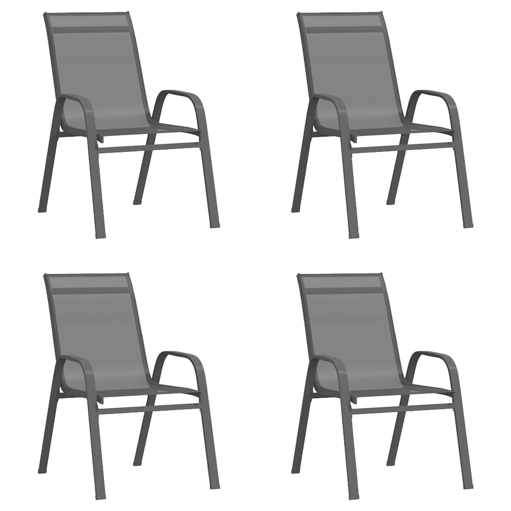 vidaXL Chaises empilables de jardin lot de 4 Gris Tissu textilène