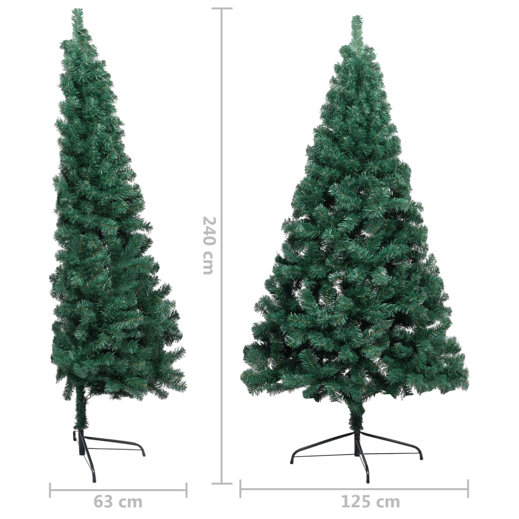 vidaXL Demi-arbre de Noël artificiel pré-éclairé et boules vert 240 cm