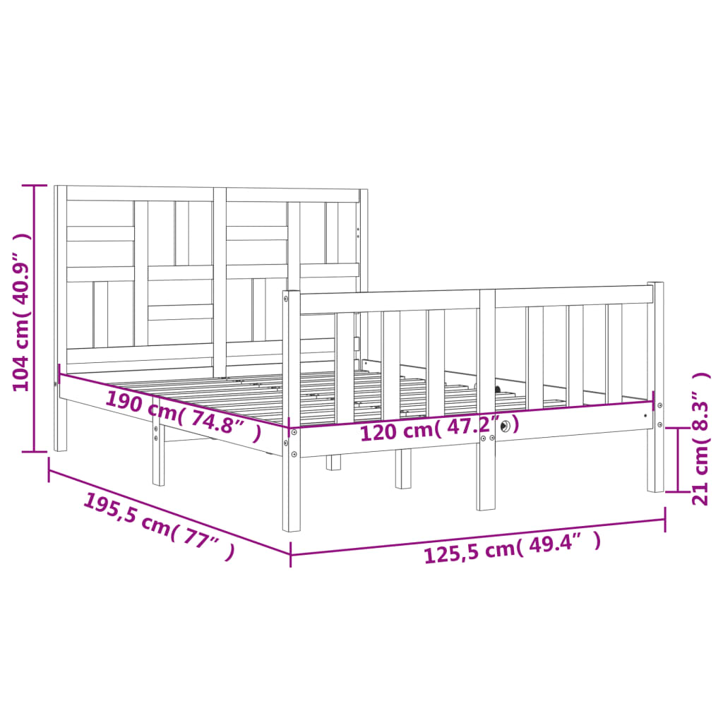 vidaXL Cadre de lit sans matelas noir bois de pin massif