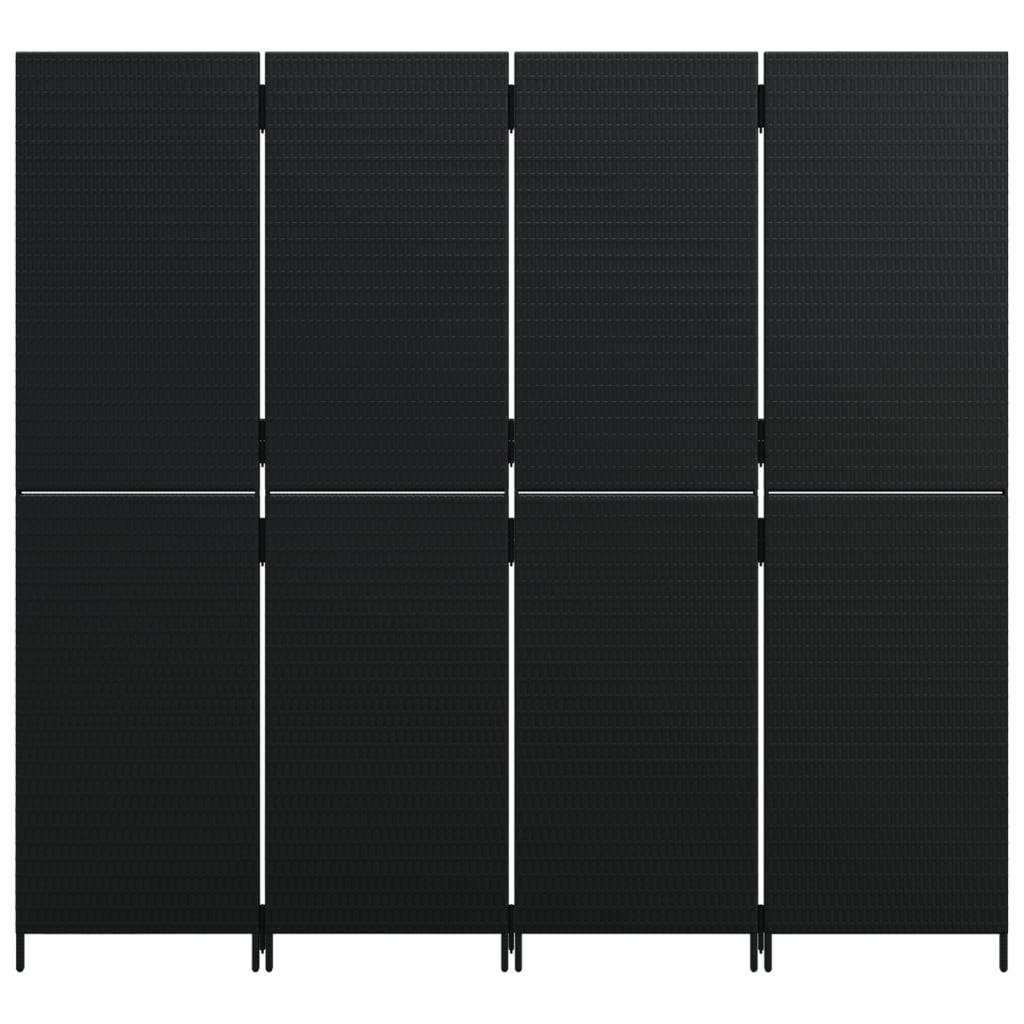 vidaXL Cloison de séparation 4 panneaux noir résine tressée