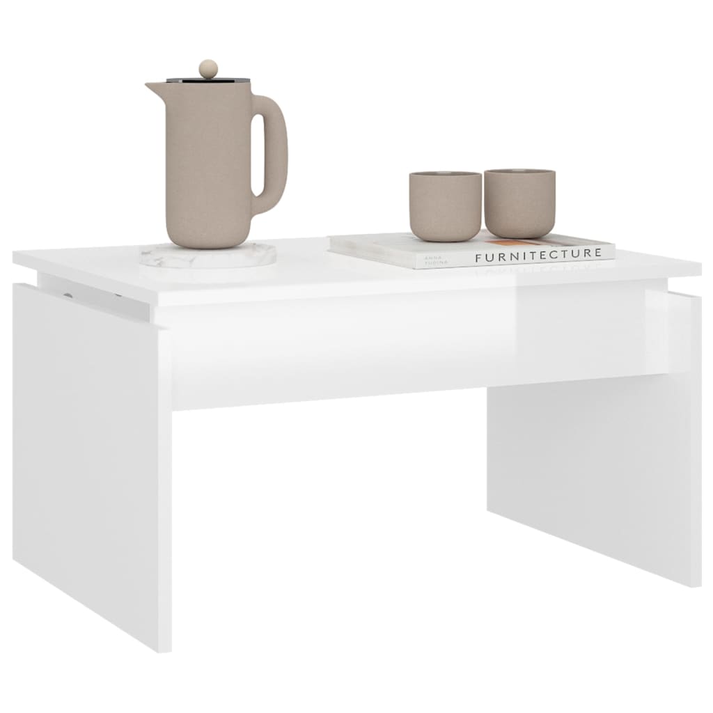 vidaXL Table basse blanc brillant 68x50x38 cm bois d'ingénierie