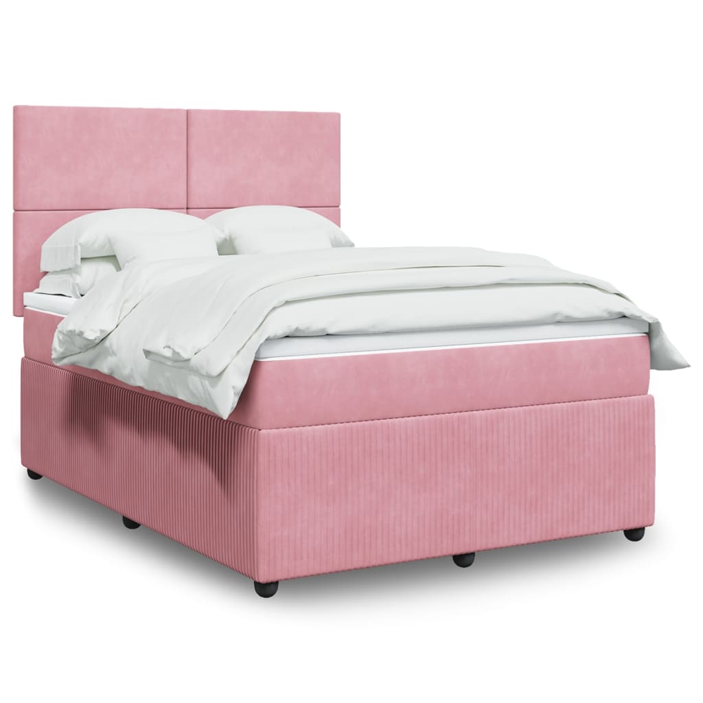 vidaXL Sommier à lattes de lit avec matelas Rose 160x200 cm Velours