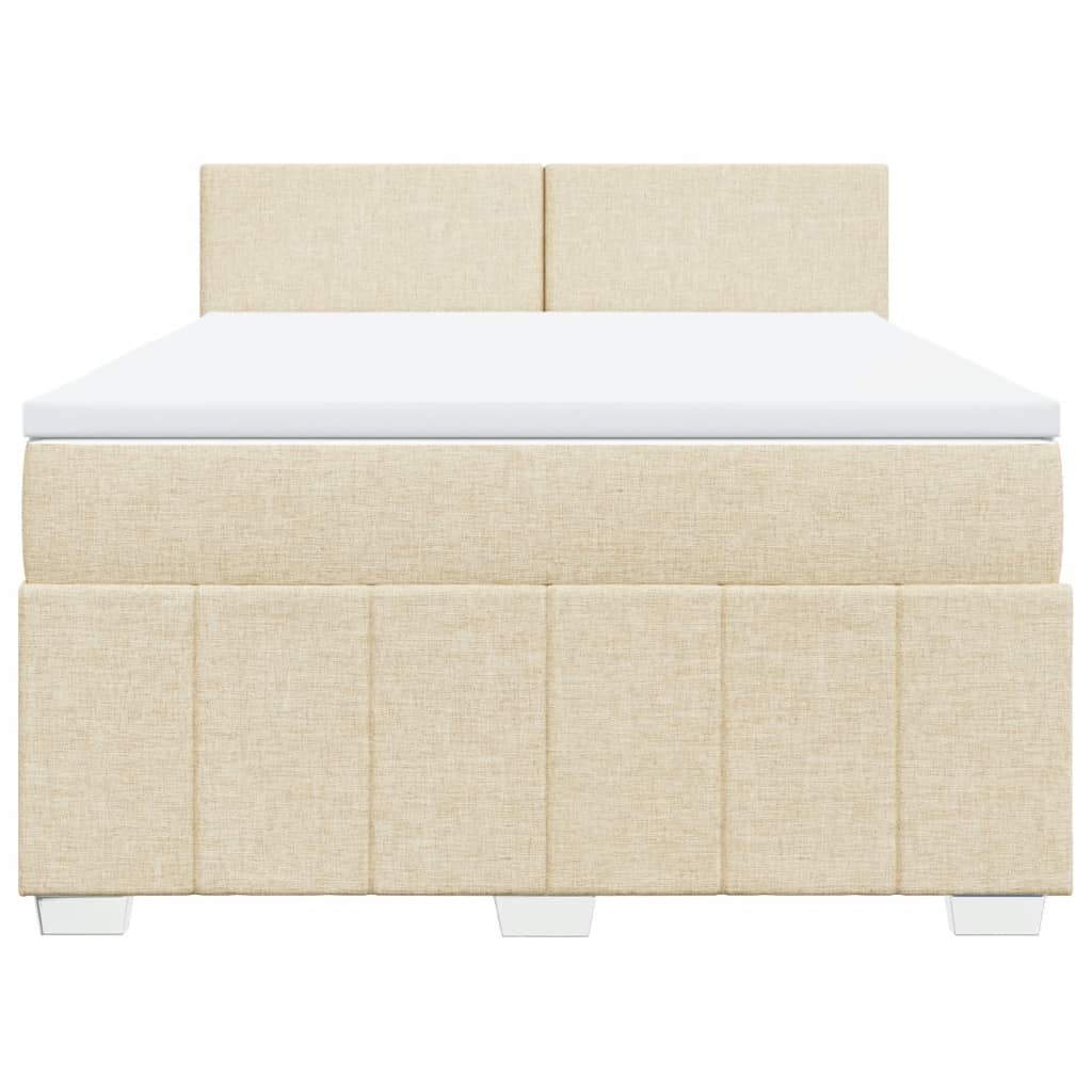 vidaXL Sommier à lattes de lit avec matelas Crème 140x190 cm Tissu