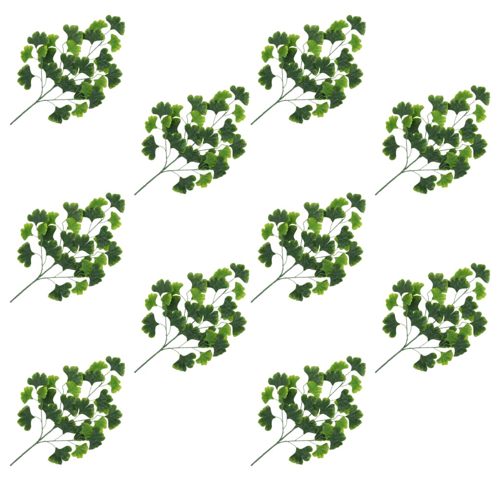 vidaXL 10 pcs Feuilles artificielles de ginkgo Vert 65 cm