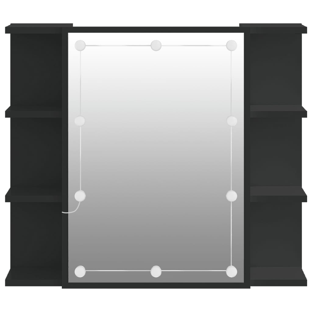 vidaXL Armoire à miroir avec LED noir 70x16,5x60 cm