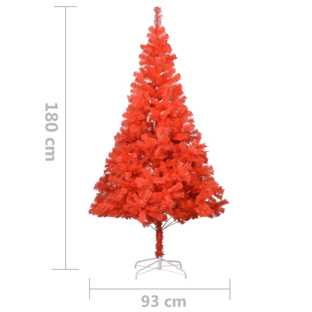vidaXL Arbre de Noël artificiel pré-éclairé et boules rouge 180 cm PVC