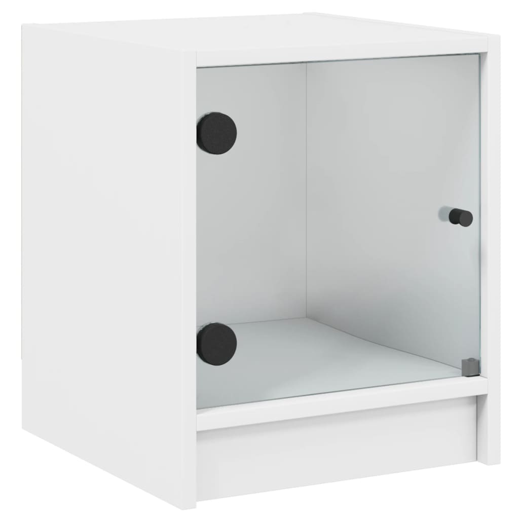 vidaXL Tables de chevet avec portes en verre 2 pcs blanc 35x37x42 cm