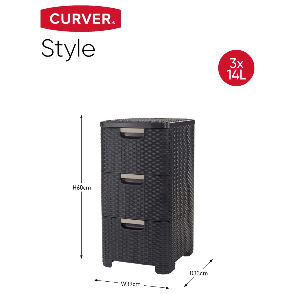 Curver Armoire à tiroirs Style 42 L Anthracite