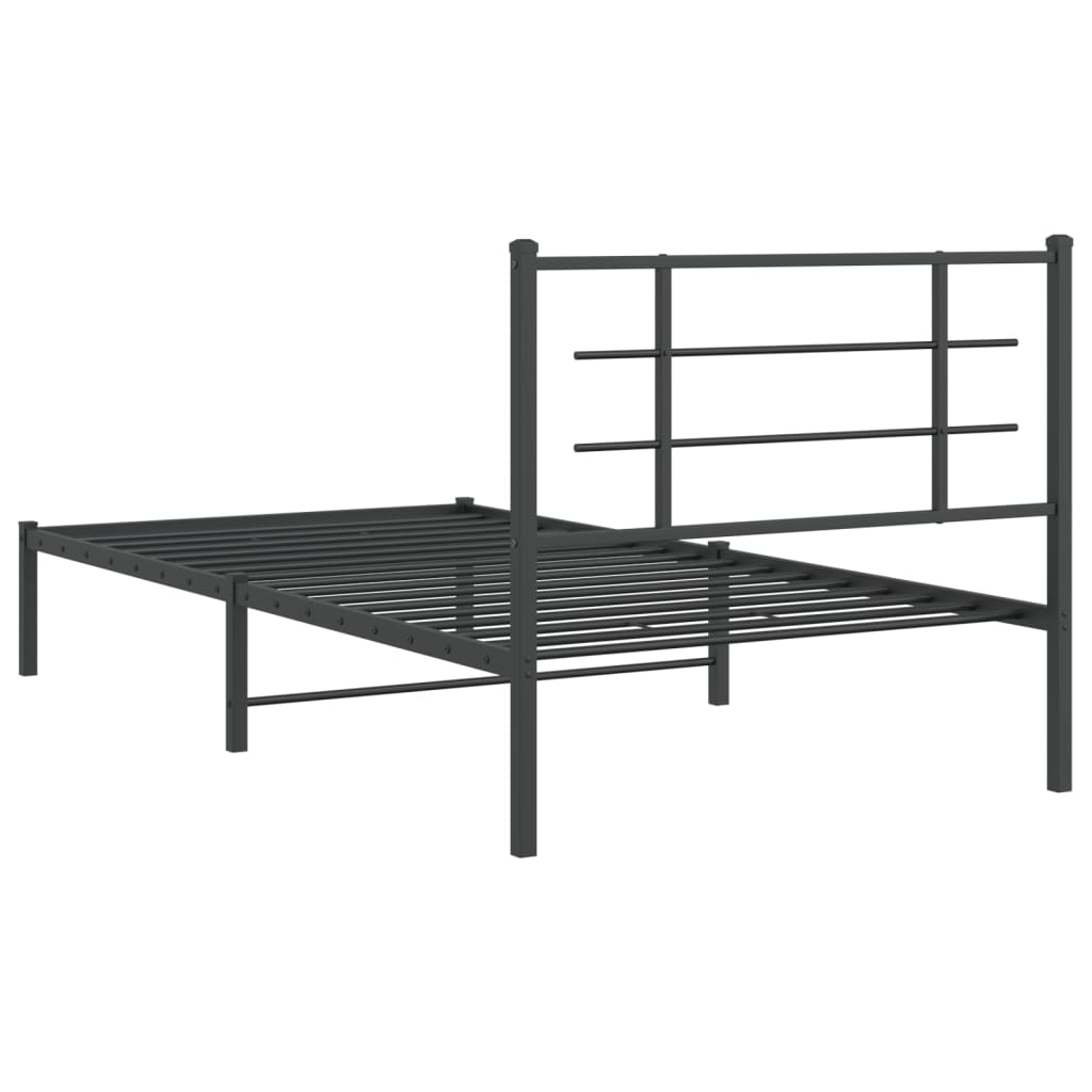 vidaXL Cadre de lit métal sans matelas avec tête de lit noir 100x200cm