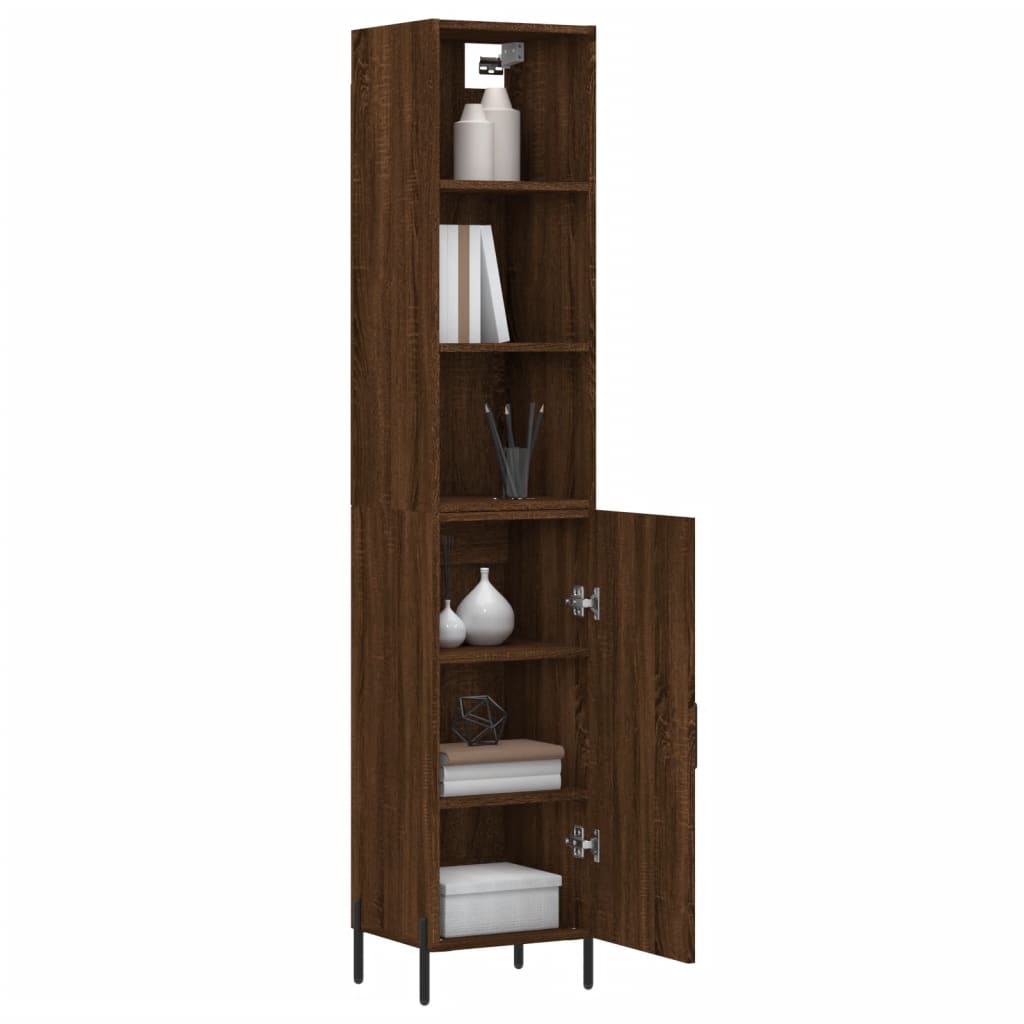 vidaXL Buffet haut Chêne marron 34,5x34x180 cm Bois d'ingénierie