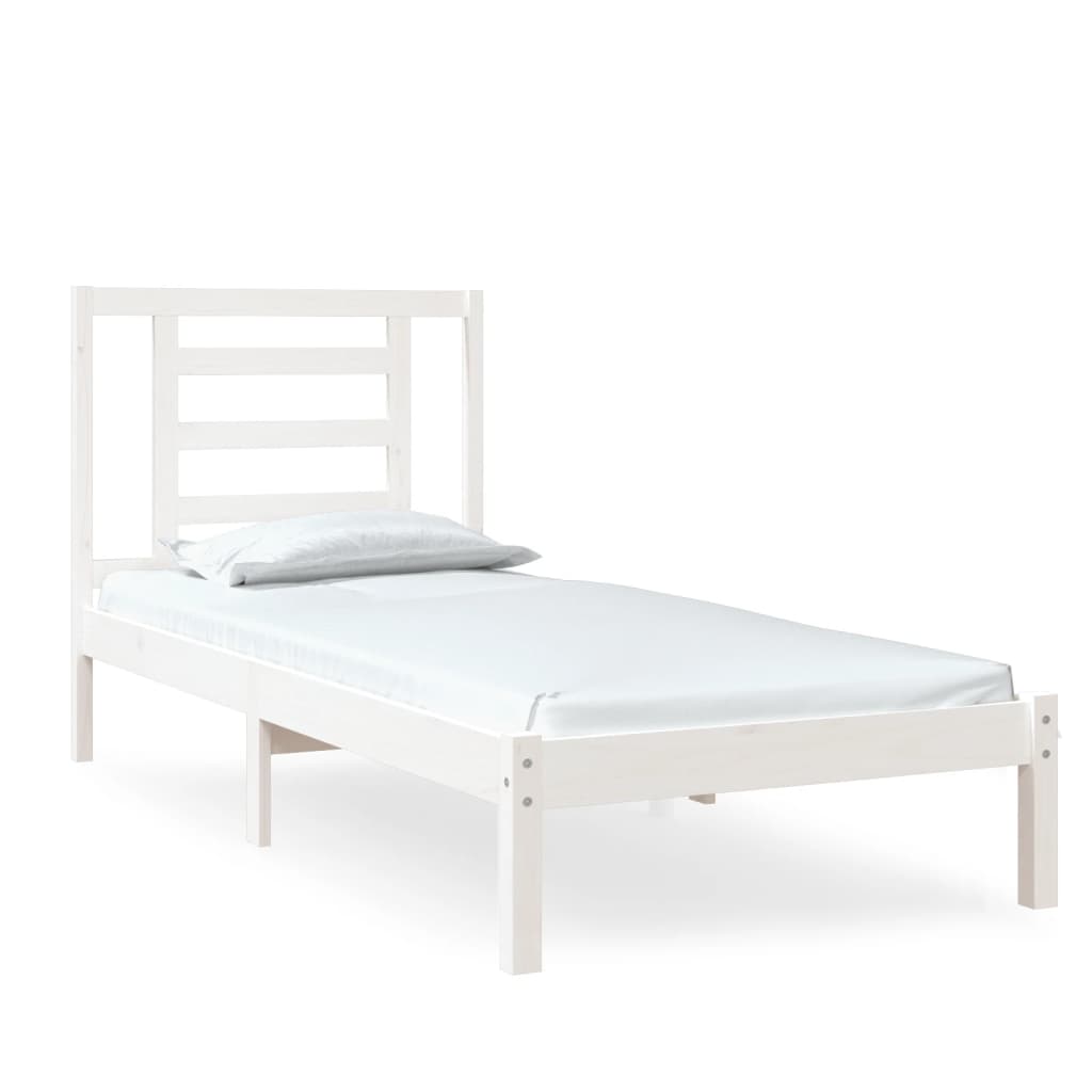 vidaXL Cadre de lit Blanc Bois massif 75x190 cm Petit simple