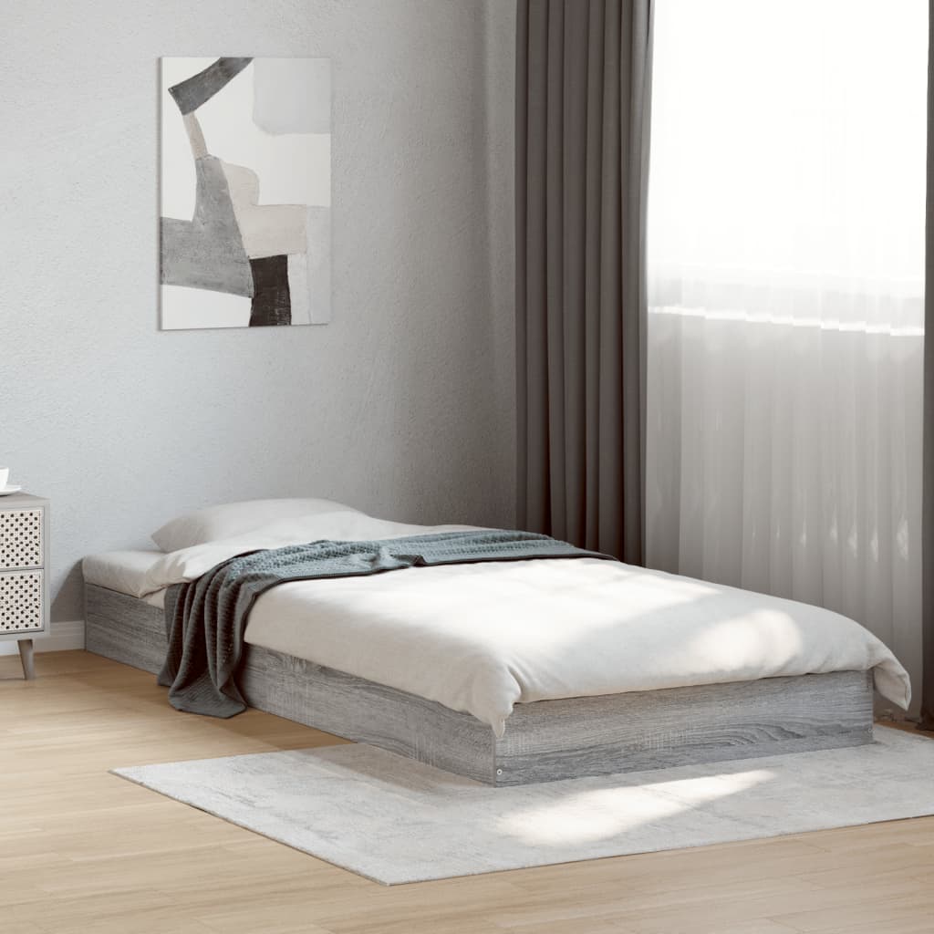 vidaXL Cadre de lit sans matelas sonoma gris 75x190 cm