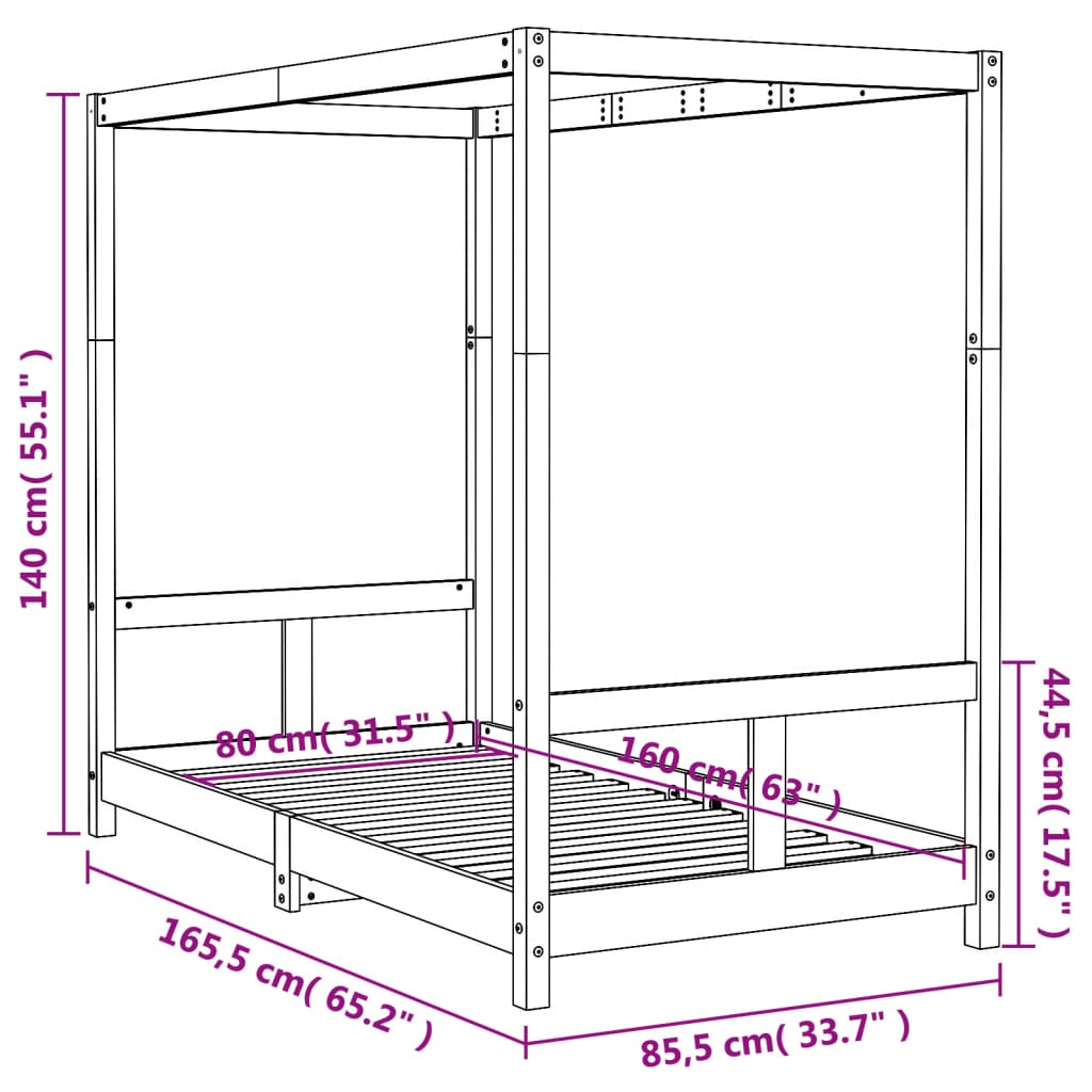 vidaXL Cadre de lit pour enfant 80x160 cm bois de pin massif