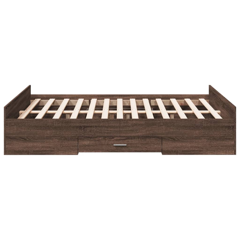 vidaXL Cadre de lit avec tiroirs sans matelas chêne marron 140x190 cm