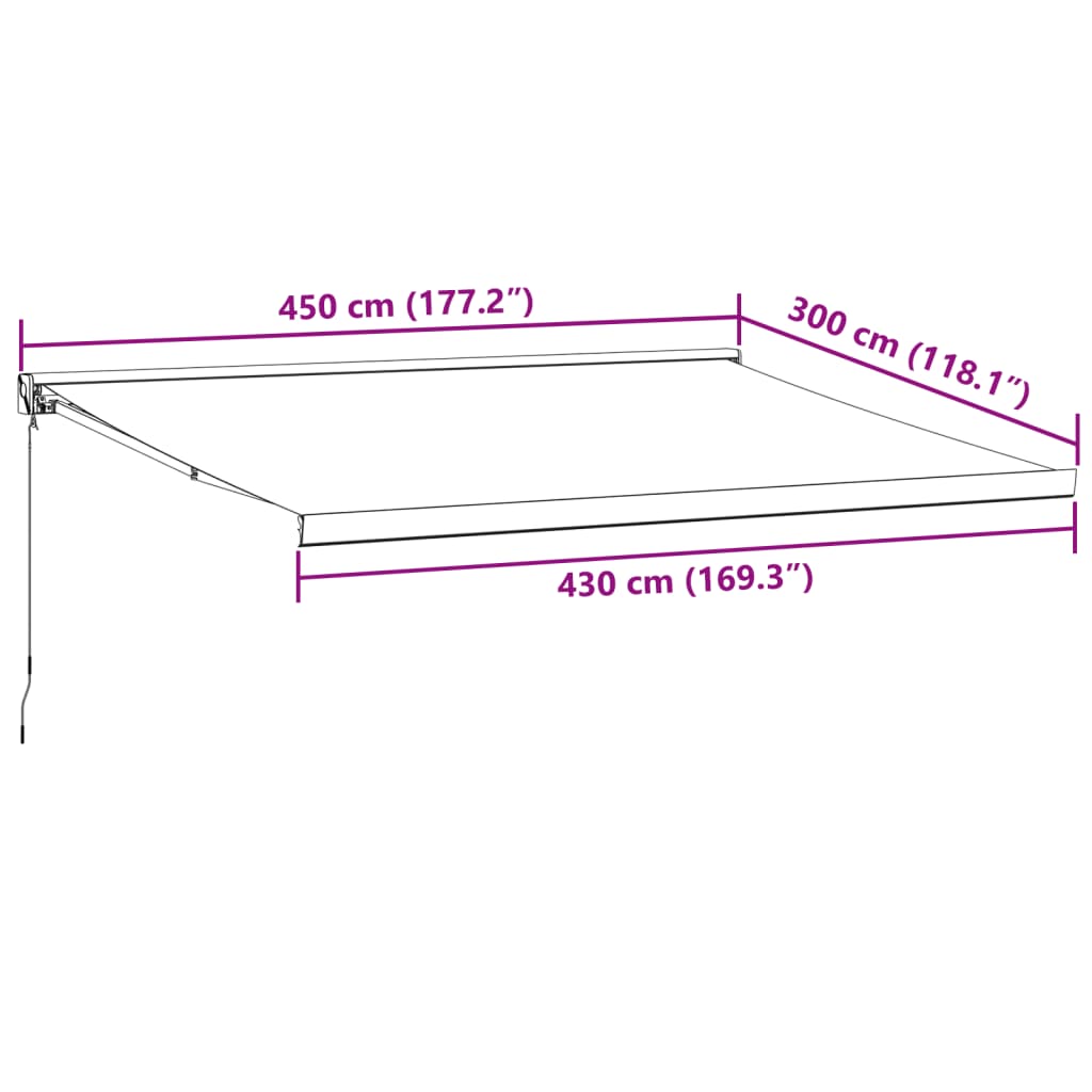 vidaXL Auvent manuel rétractable marron 450x300 cm