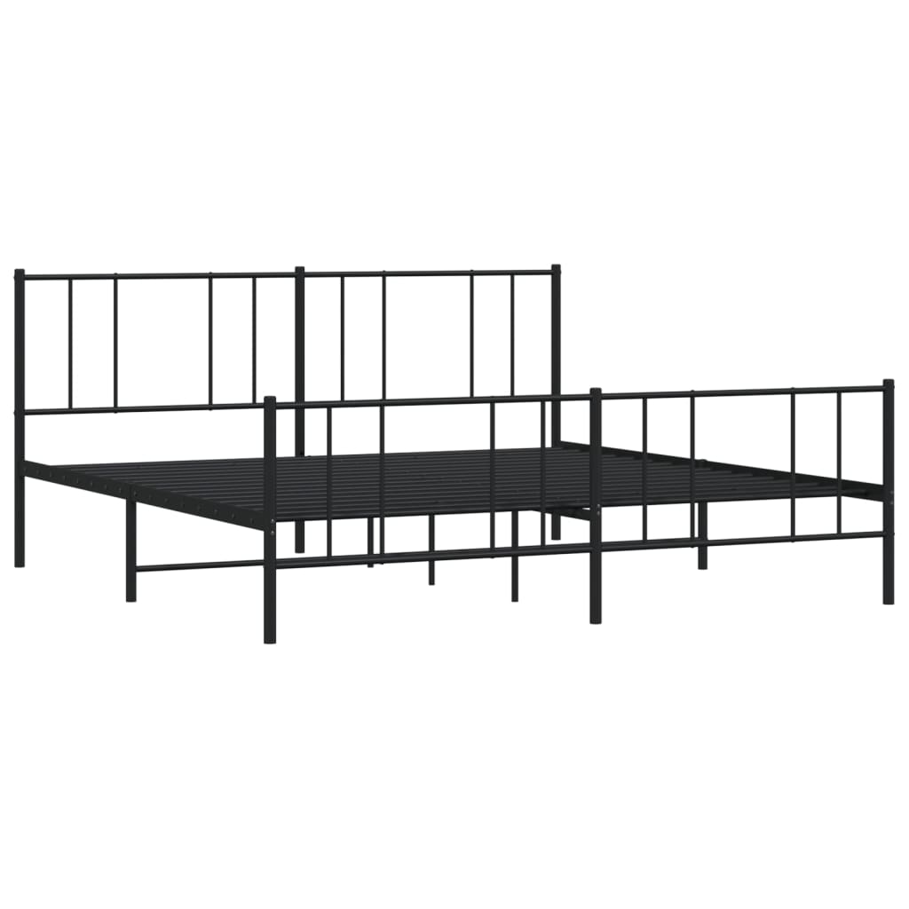 vidaXL Cadre de lit métal sans matelas avec pied de lit noir 200x200cm