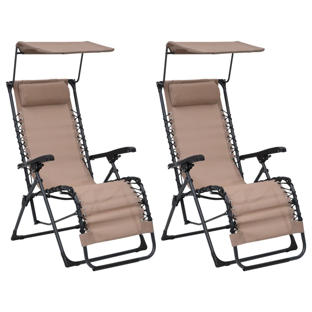 vidaXL Chaises pliables de terrasse lot de 2 Textilène Taupe