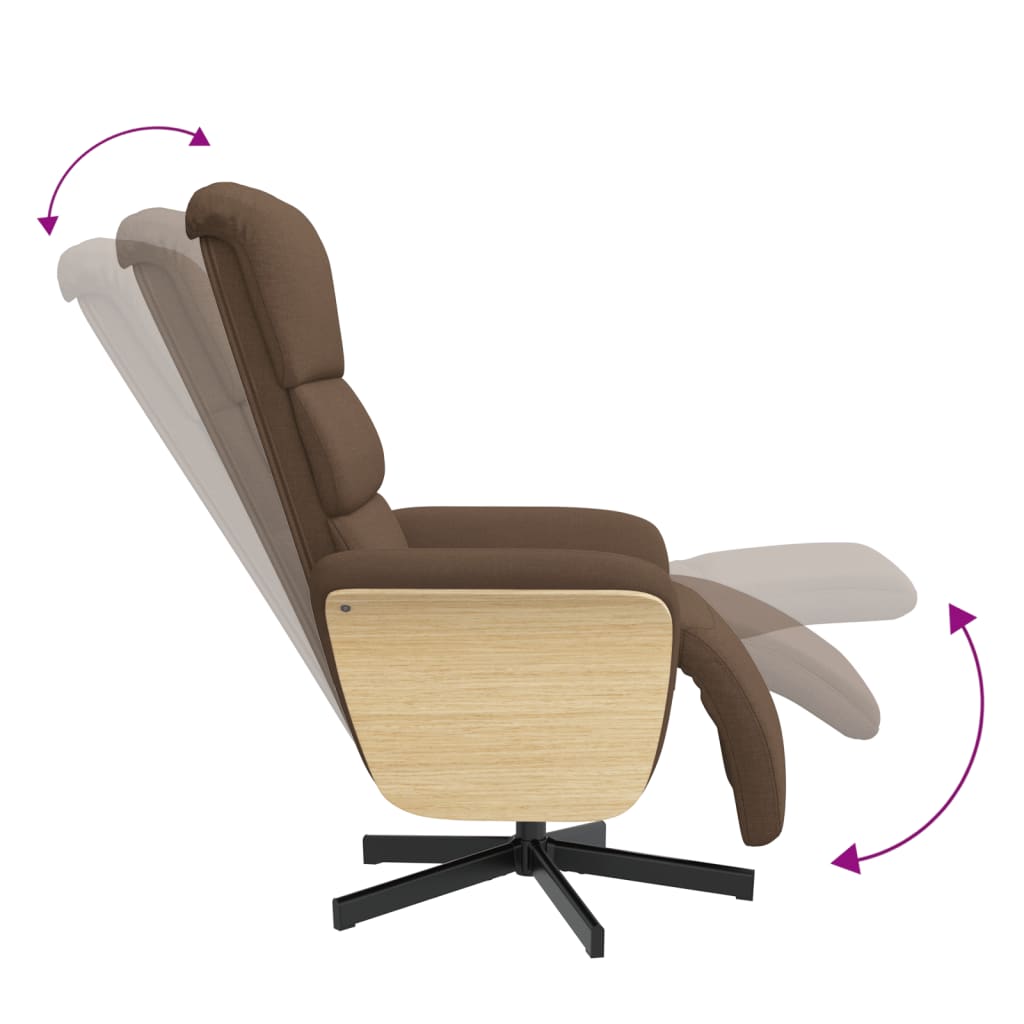 vidaXL Fauteuil inclinable avec repose-pieds marron tissu