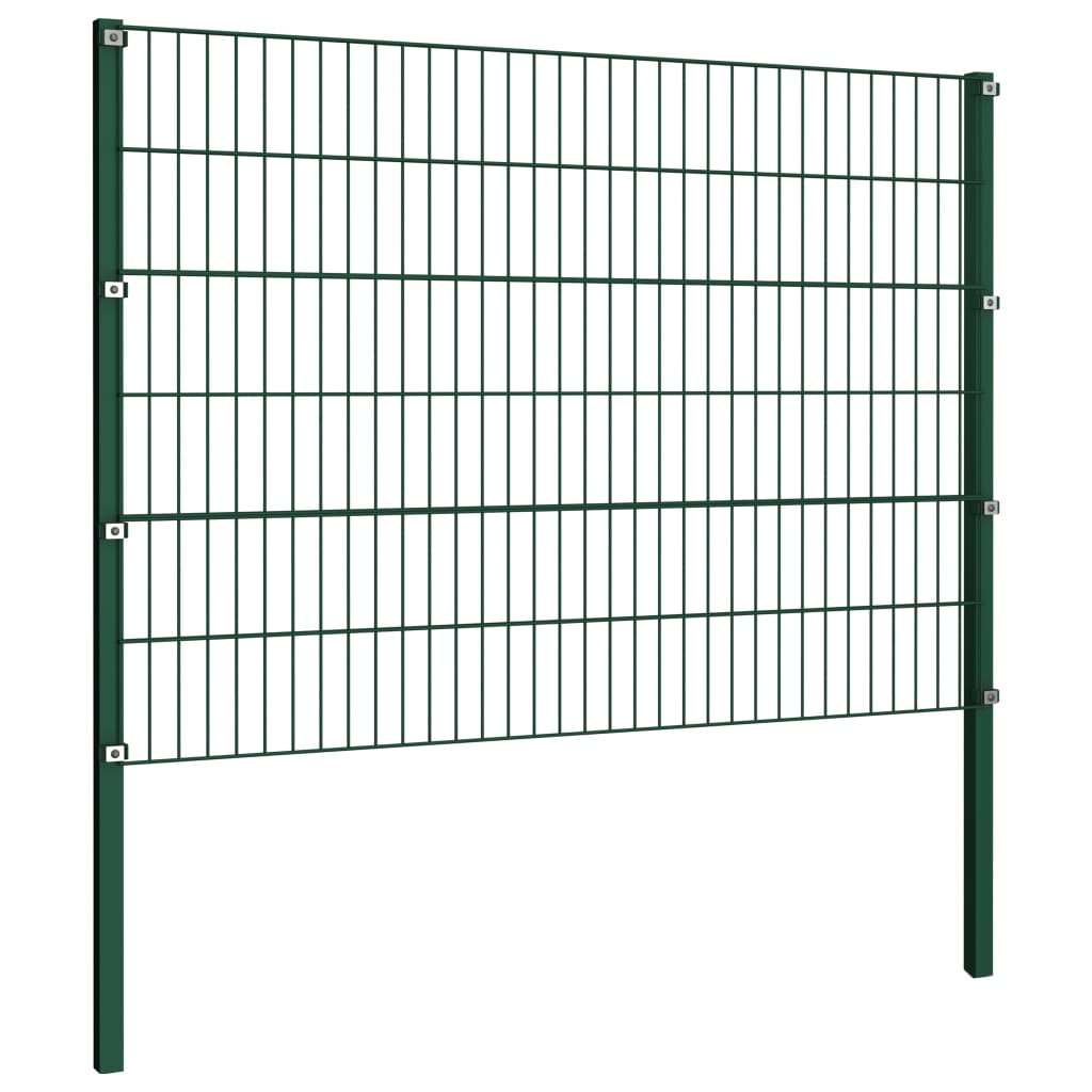 vidaXL Panneau de clôture avec poteaux Fer 5,1 x 1,2 m Vert