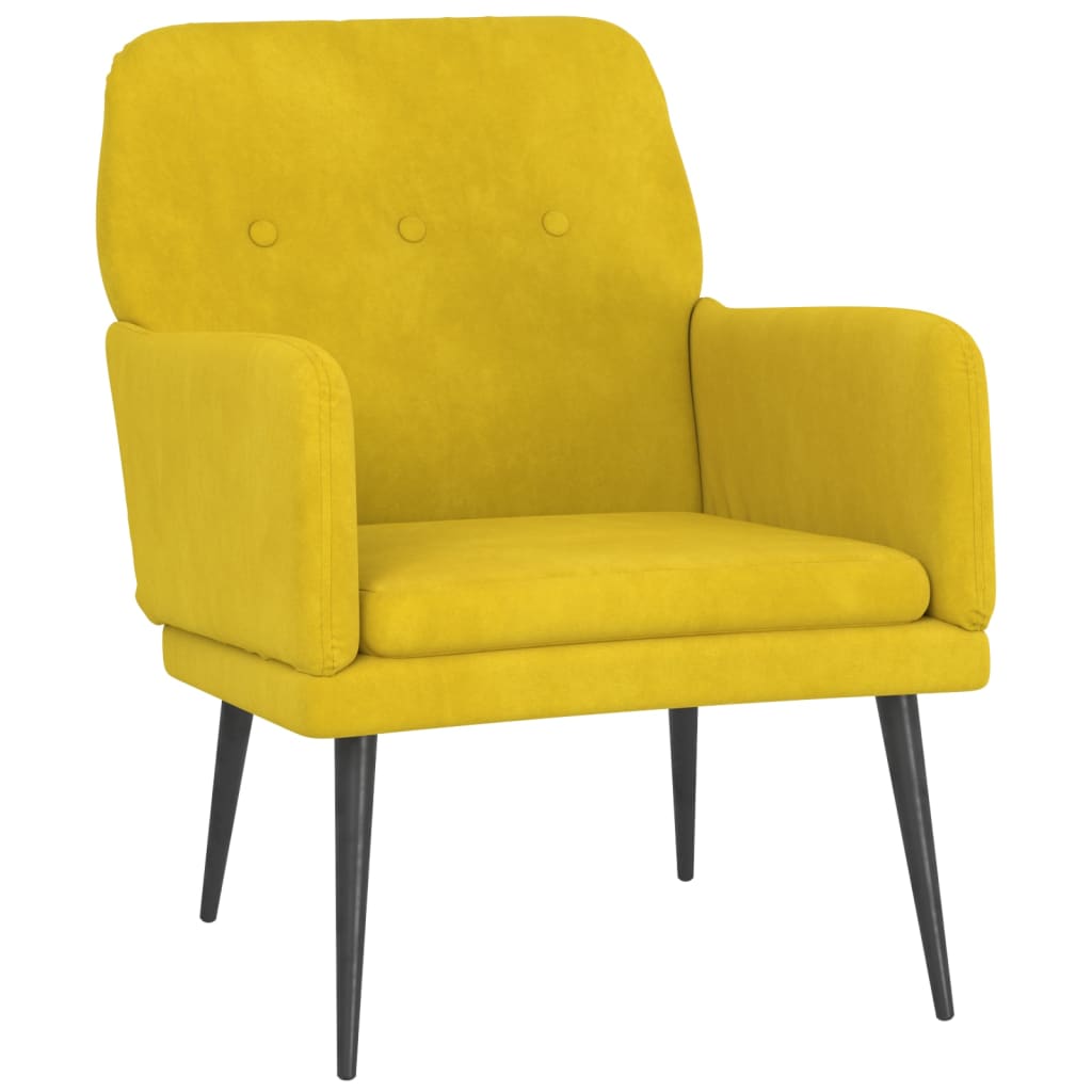 vidaXL Fauteuil Jaune 62x79x79 cm Velours