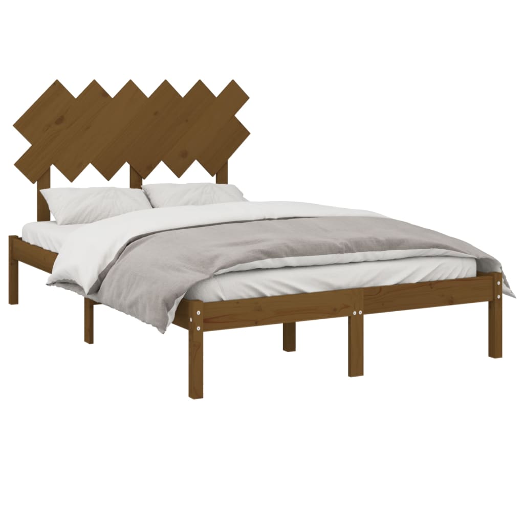 vidaXL Cadre de lit sans matelas marron miel 120x200 cm bois massif