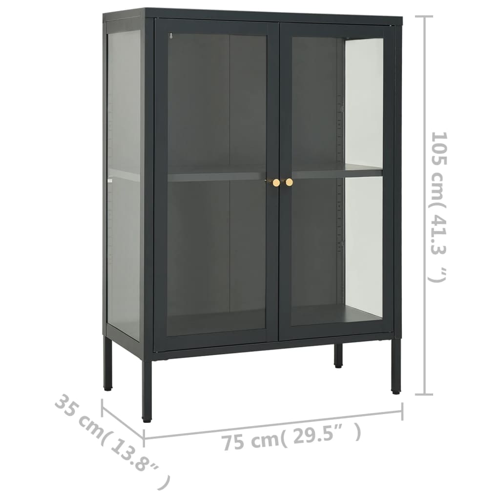 vidaXL Buffet Anthracite 75x35x105 cm Acier et verre