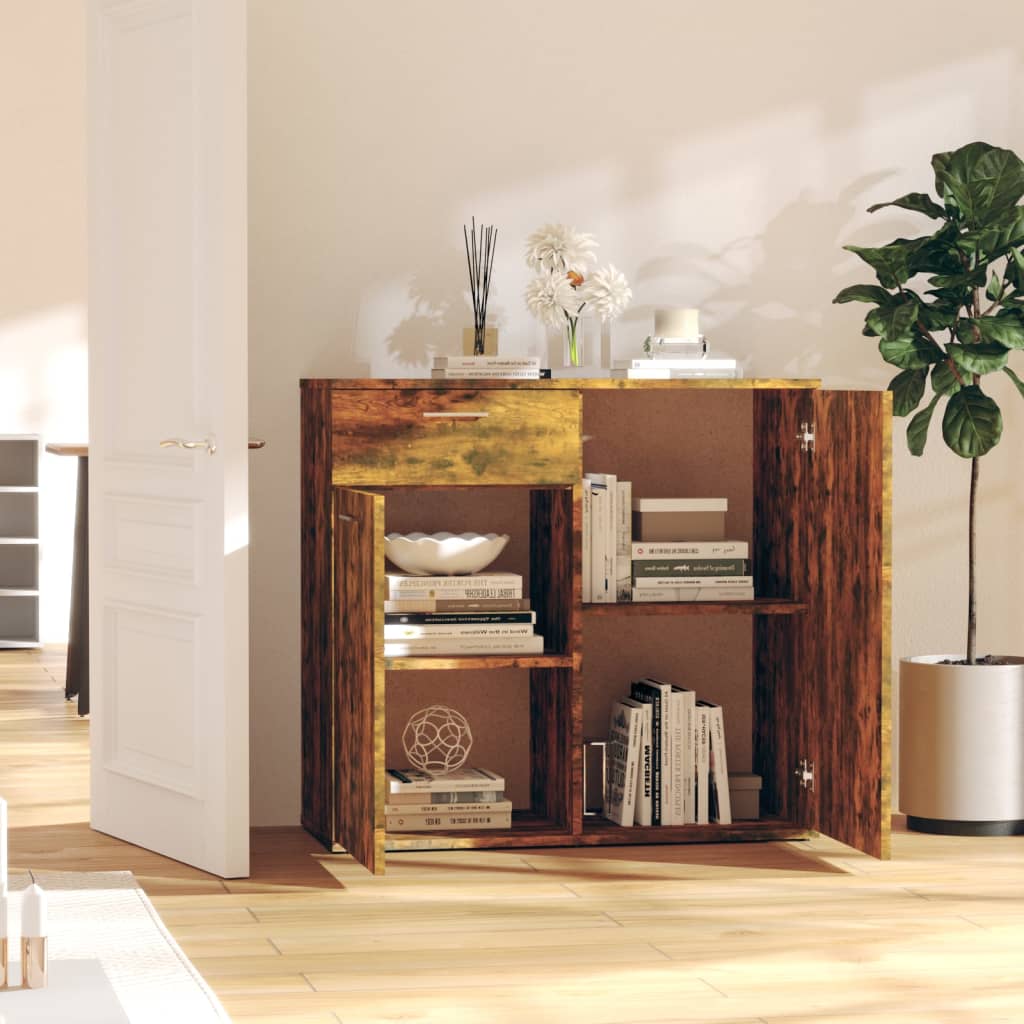 vidaXL Buffet Chêne fumé 80x36x75 cm Bois d'ingénierie