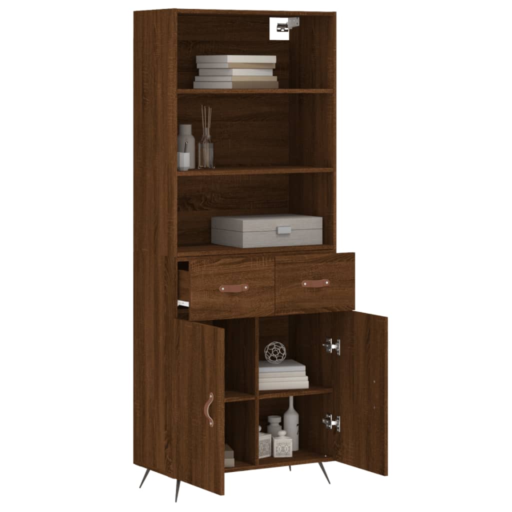 vidaXL Buffet haut Chêne marron 69,5x34x180 cm Bois d'ingénierie