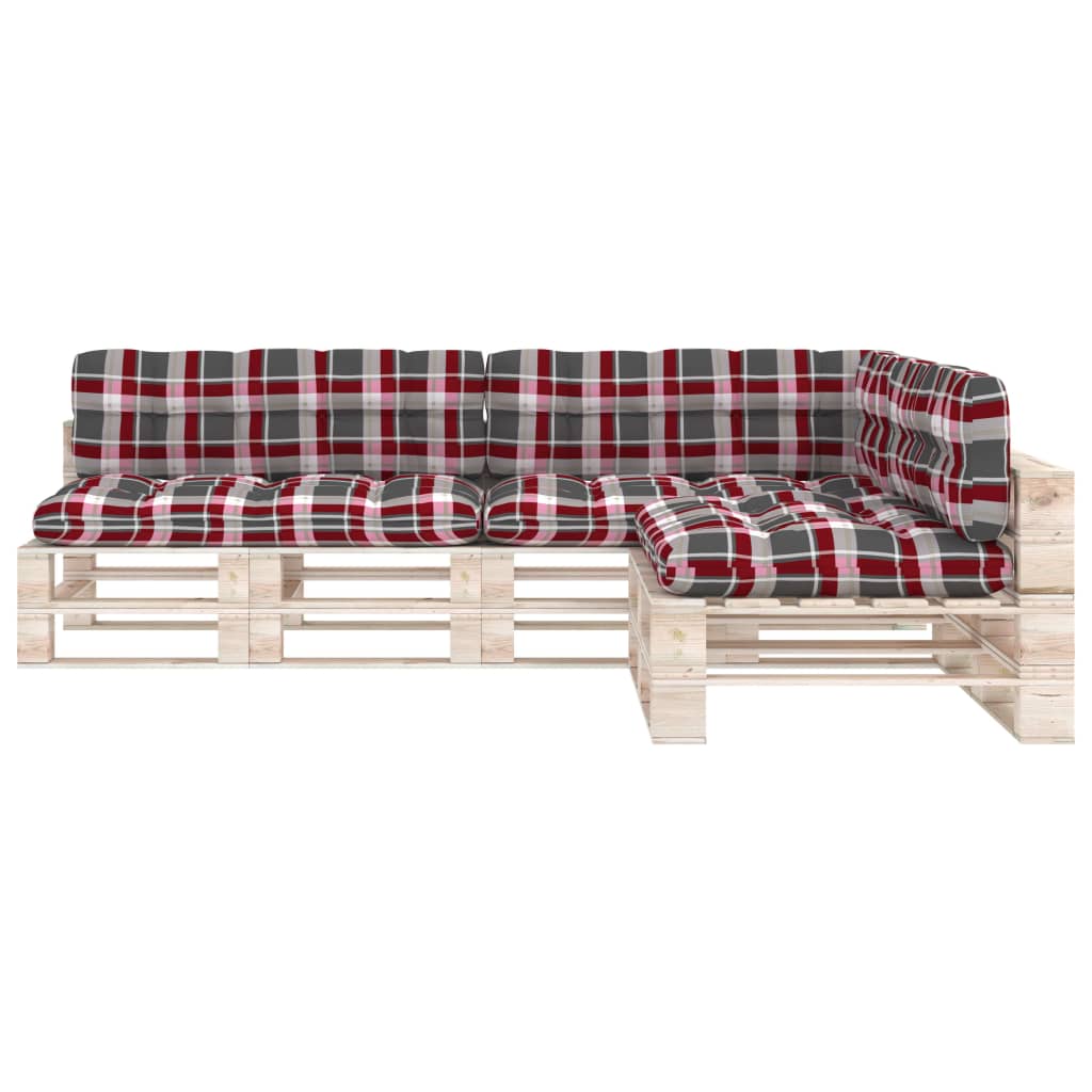 vidaXL Coussins de canapé palette lot de 7 Motif à carreaux rouge