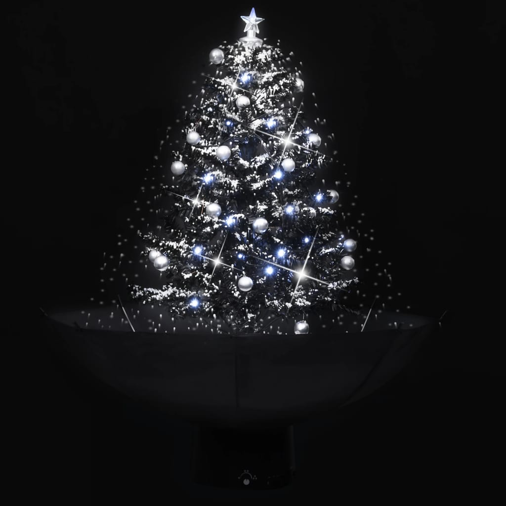 vidaXL Arbre de Noël neigeux avec base de parapluie Noir 75 cm PVC