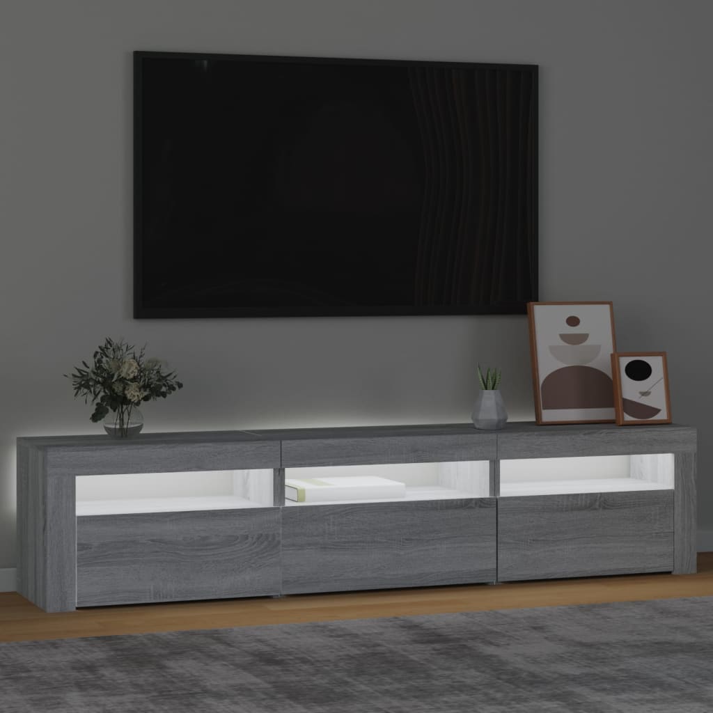 vidaXL Meuble TV avec lumières LED Sonoma gris 180x35x40 cm