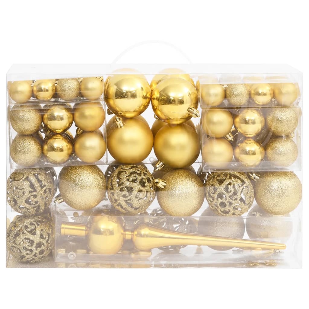 vidaXL Ensemble de boules de Noël 111 pièces doré polystyrène