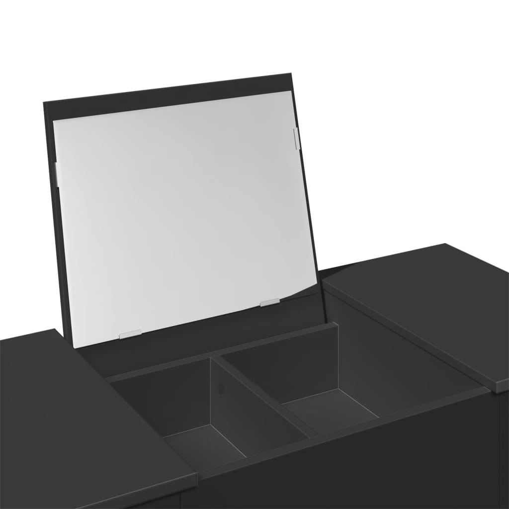 vidaXL Coiffeuse avec miroir noir 100x45x76 cm