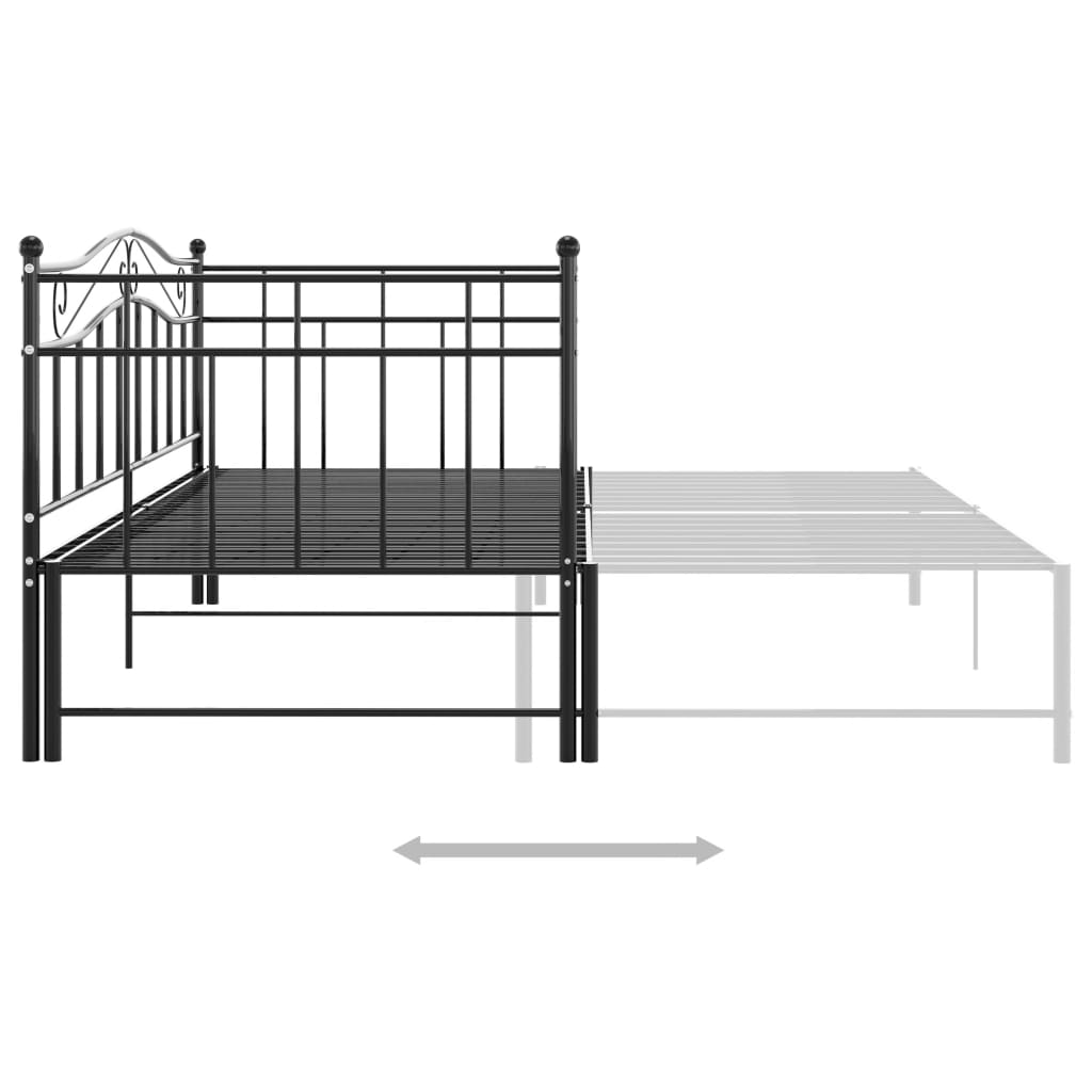 vidaXL Cadre de canapé-lit extensible sans matelas Noir Métal 90x200cm