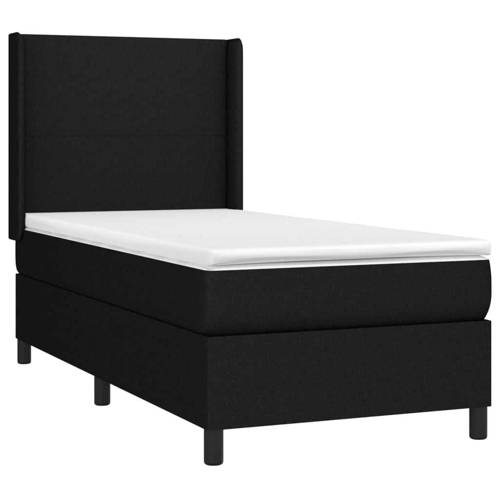 vidaXL Sommier à lattes de lit avec matelas Noir 90x190 cm Tissu