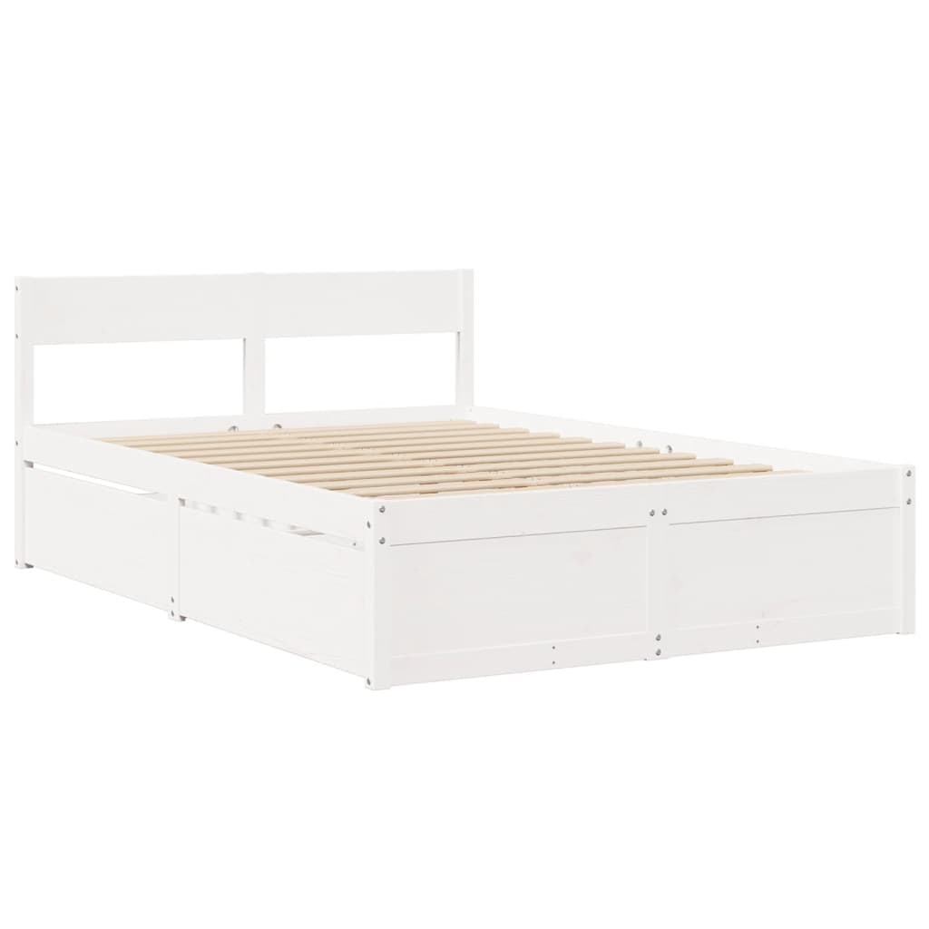 vidaXL Lit avec tiroirs et matelas blanc 140x190 cm bois massif de pin